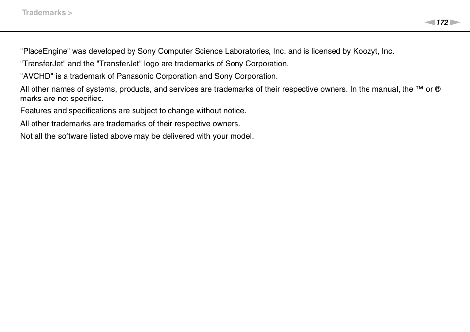 Sony VAIO VPCF2 User Manual | Page 172 / 174