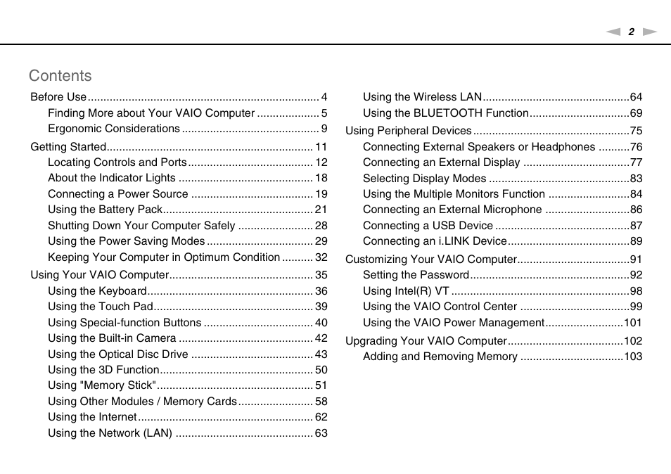 Sony VAIO VPCF2 User Manual | Page 2 / 174