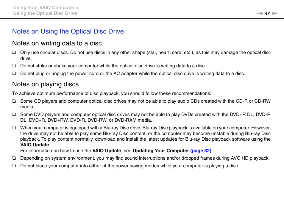 Sony VAIO VPCF2 User Manual | Page 47 / 174