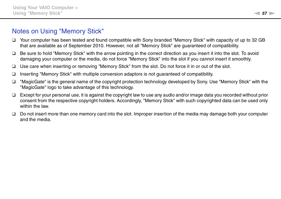 Sony VAIO VPCF2 User Manual | Page 57 / 174