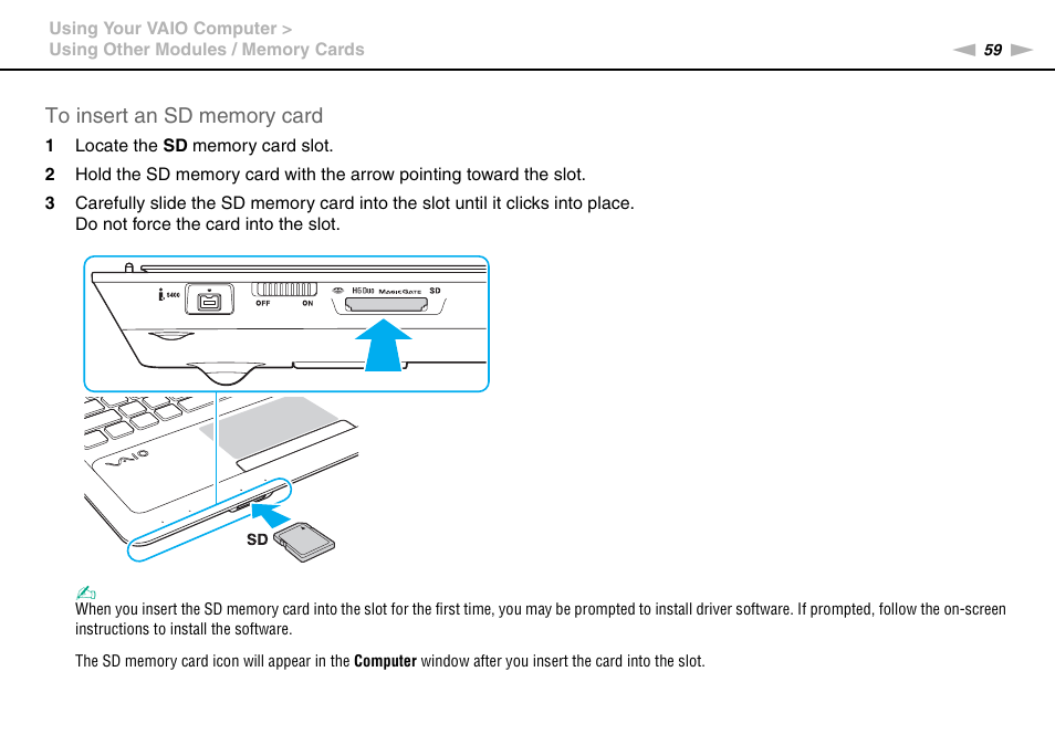 Sony VAIO VPCF2 User Manual | Page 59 / 174