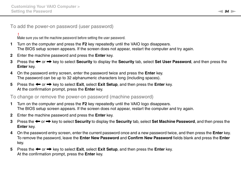 Sony VAIO VPCF2 User Manual | Page 94 / 174