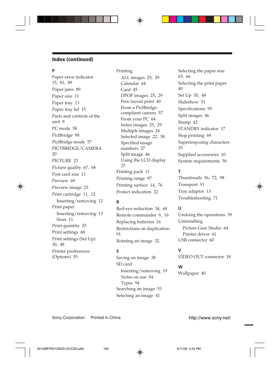 Sony DPP-FP50 User Manual | Page 100 / 100