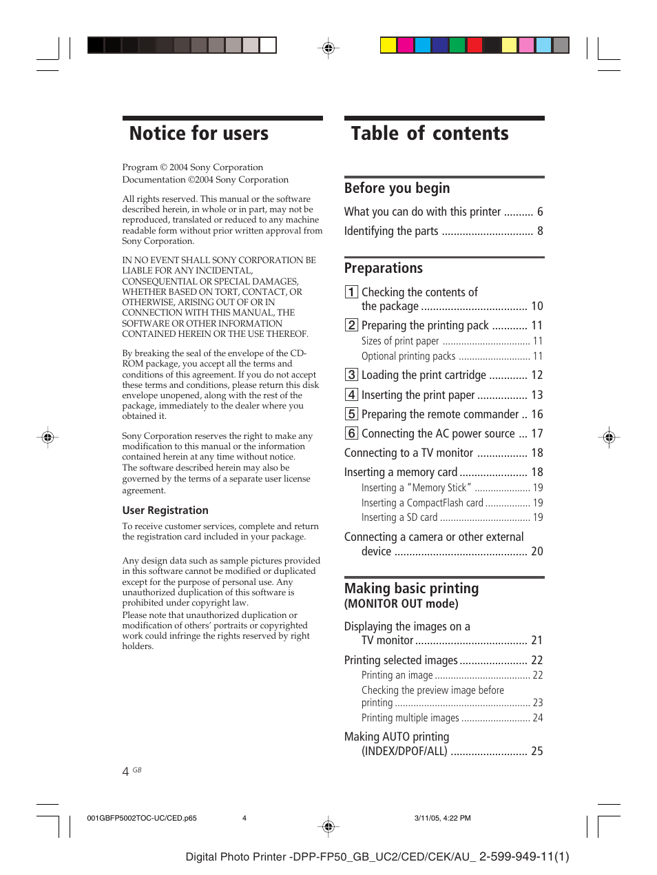 Sony DPP-FP50 User Manual | Page 4 / 100