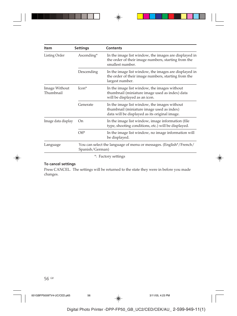 Sony DPP-FP50 User Manual | Page 56 / 100