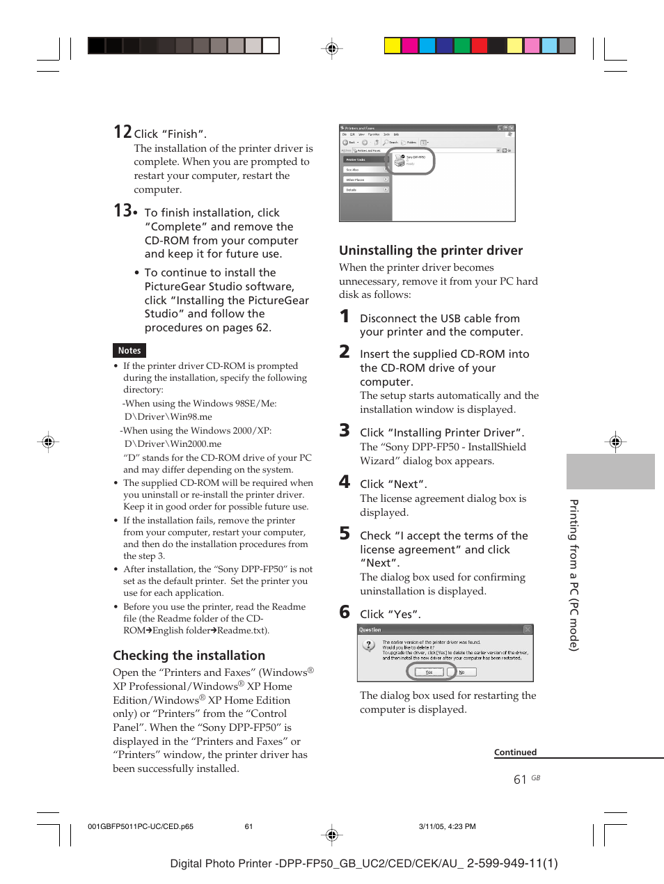 Sony DPP-FP50 User Manual | Page 61 / 100