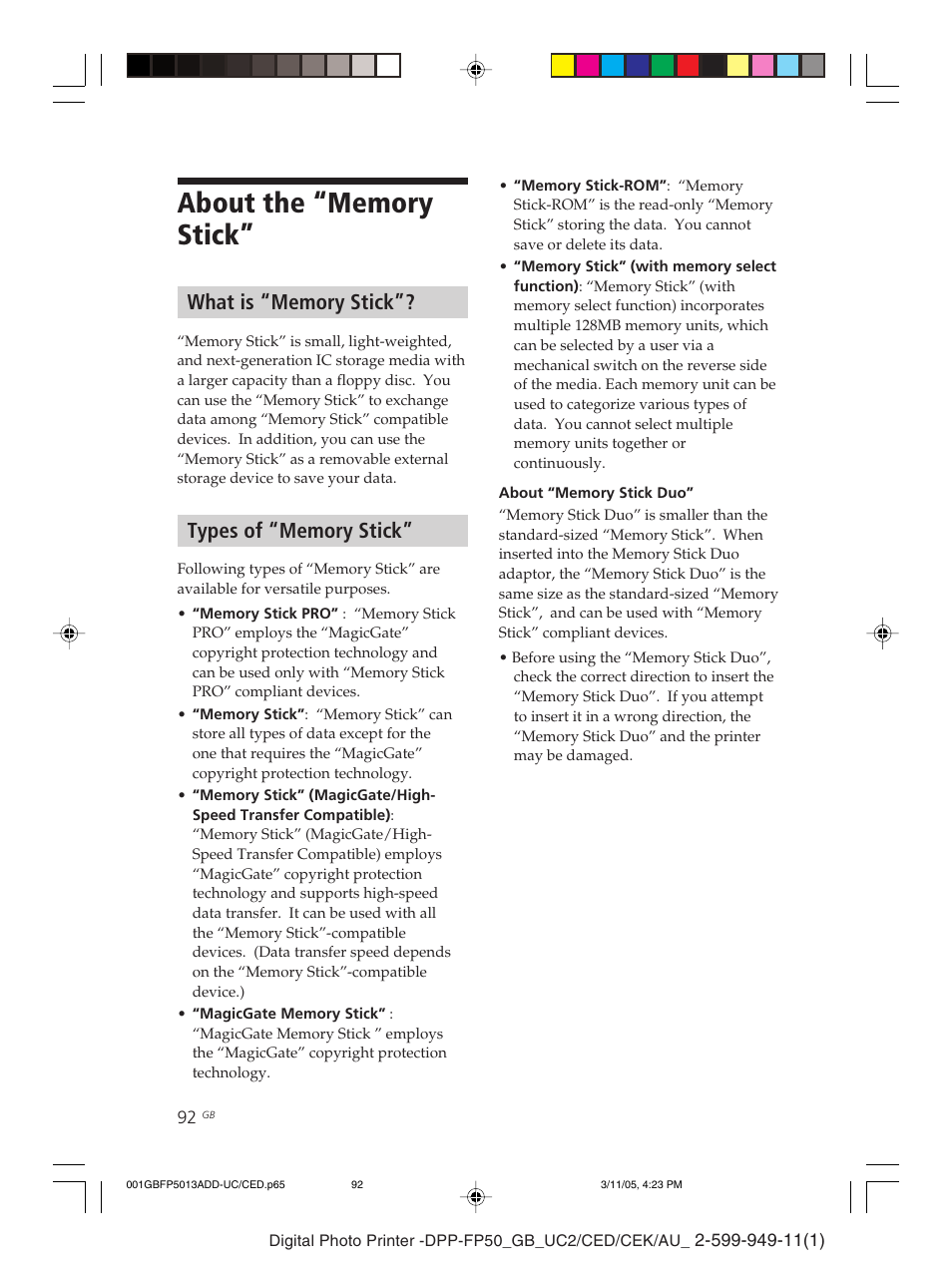 Sony DPP-FP50 User Manual | Page 92 / 100