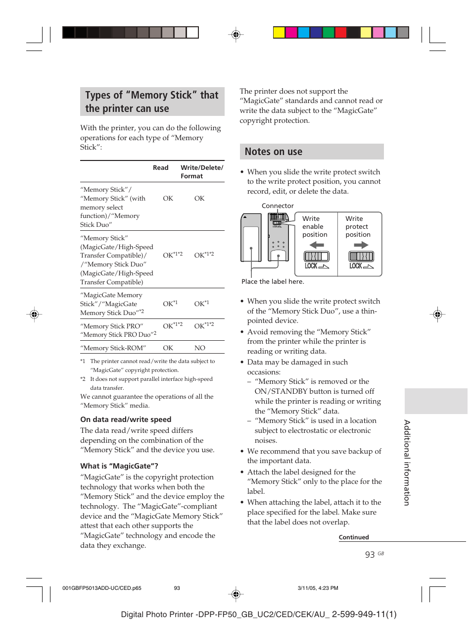 Sony DPP-FP50 User Manual | Page 93 / 100