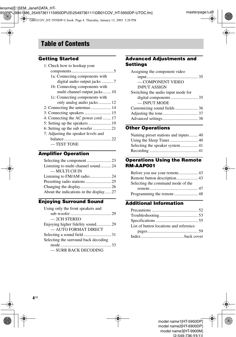 Sony 6900DP User Manual | Page 4 / 60