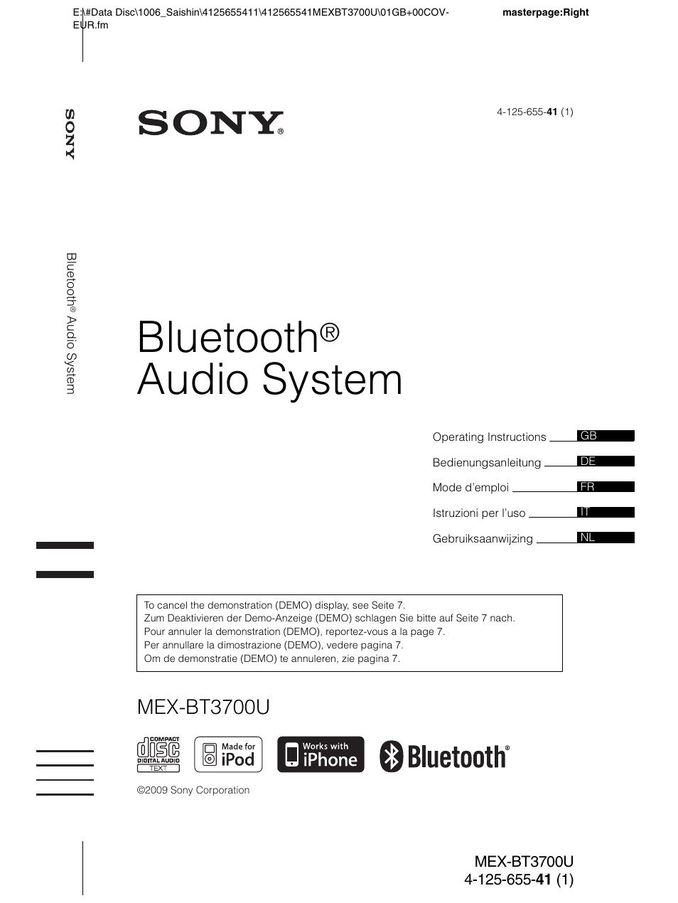 Sony Bluetooth BT3700U User Manual | 180 pages