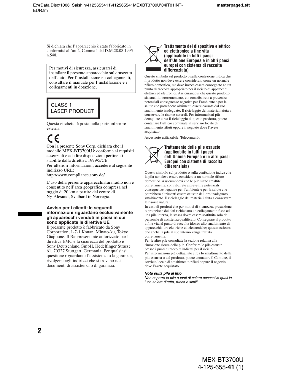 Sony Bluetooth BT3700U User Manual | Page 104 / 180