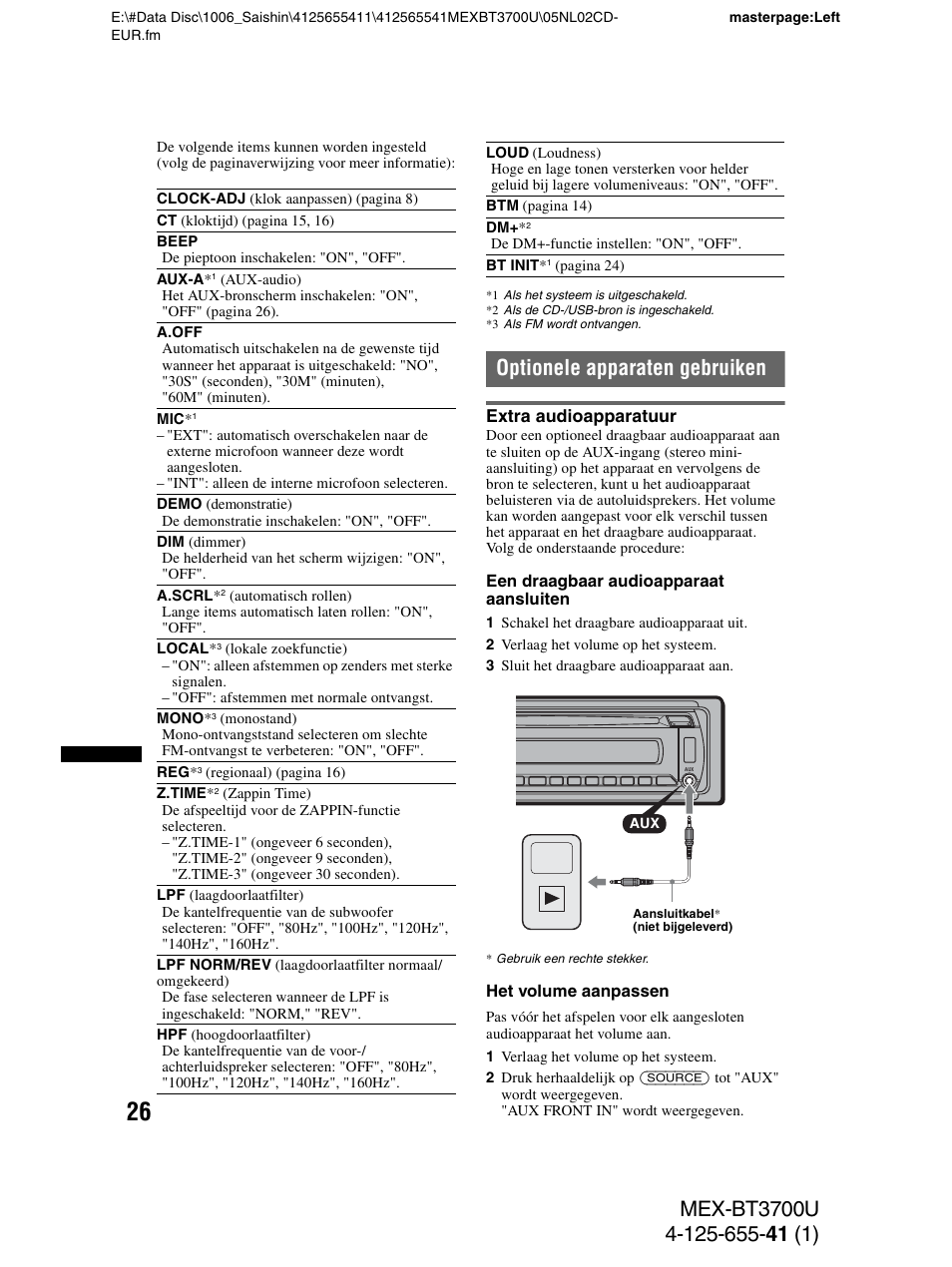 Optionele apparaten gebruiken, Extra audioapparatuur | Sony Bluetooth BT3700U User Manual | Page 164 / 180