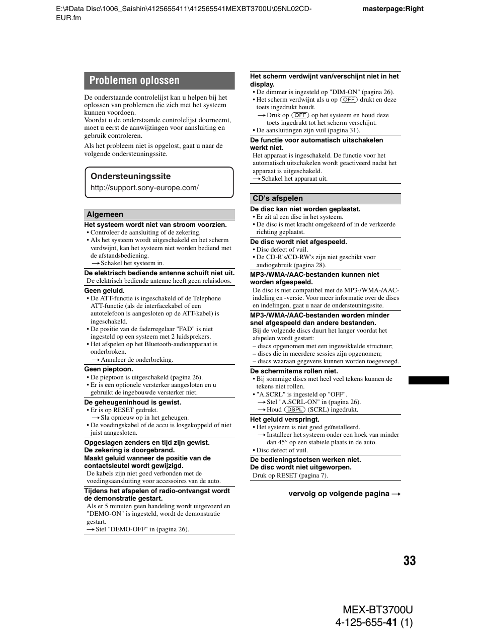 Problemen oplossen | Sony Bluetooth BT3700U User Manual | Page 171 / 180
