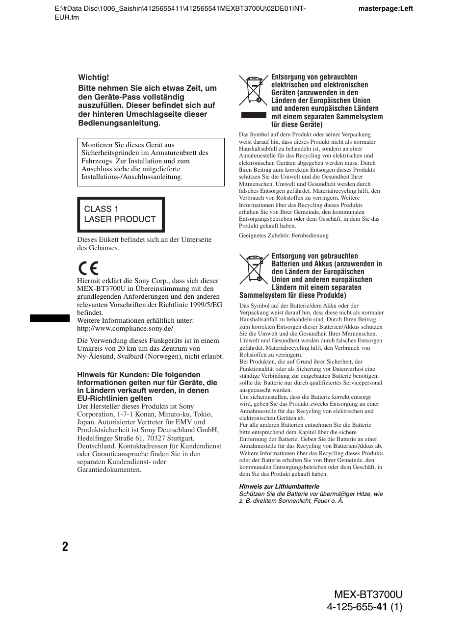 Sony Bluetooth BT3700U User Manual | Page 32 / 180