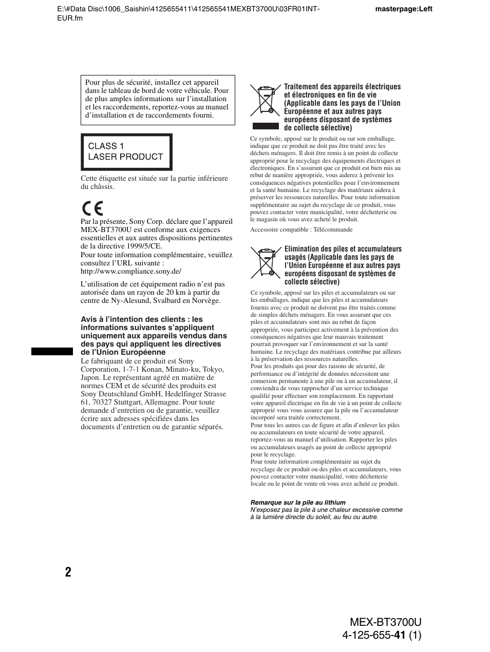 Sony Bluetooth BT3700U User Manual | Page 68 / 180