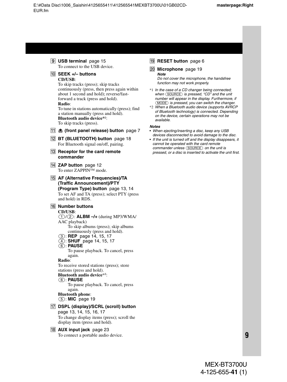 Sony Bluetooth BT3700U User Manual | Page 9 / 180