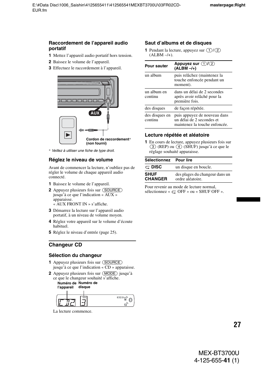 Changeur cd | Sony Bluetooth BT3700U User Manual | Page 93 / 180
