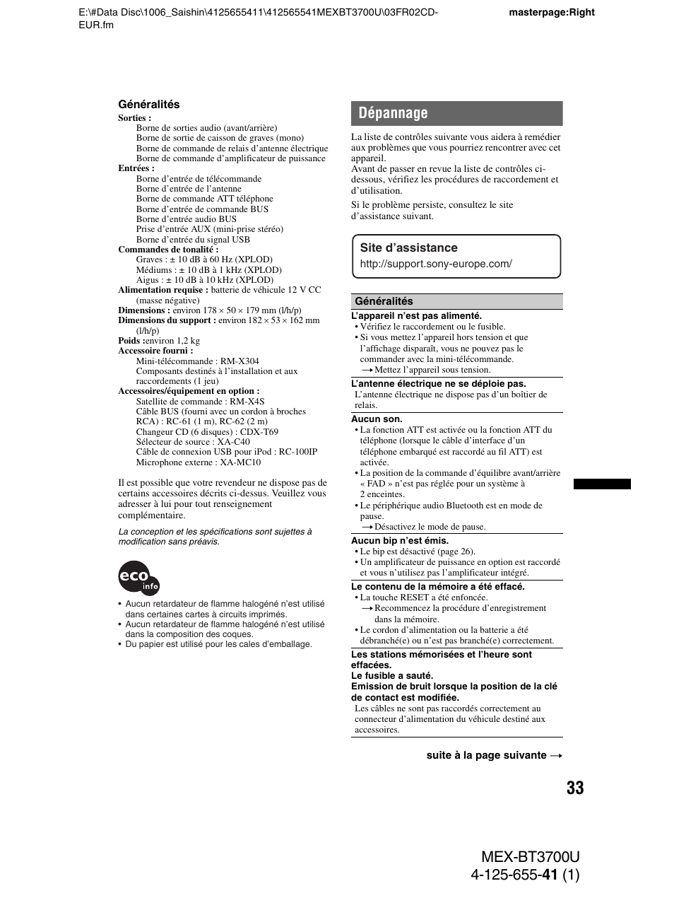 Dépannage | Sony Bluetooth BT3700U User Manual | Page 99 / 180