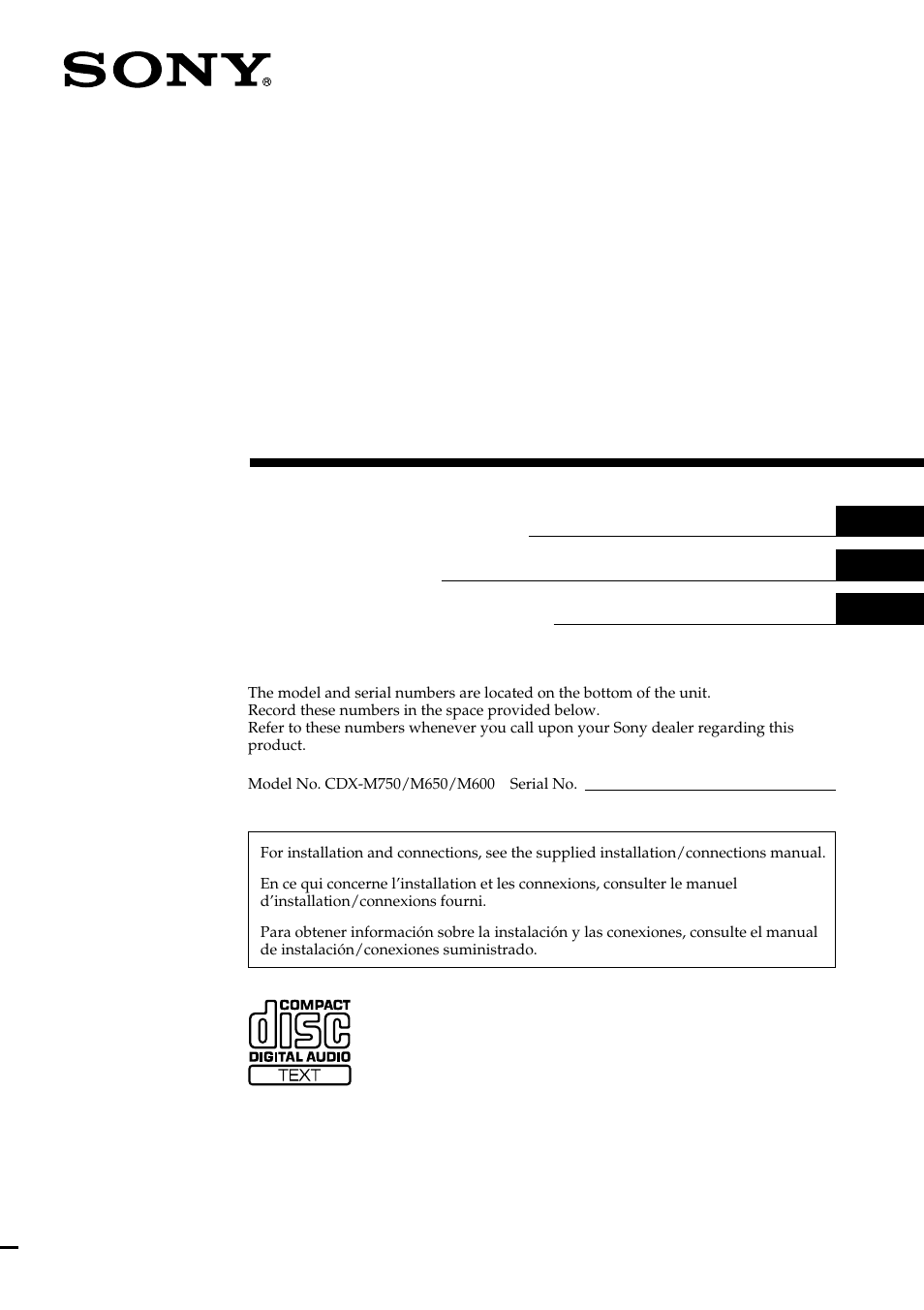 Sony CDX-M750 User Manual | 116 pages