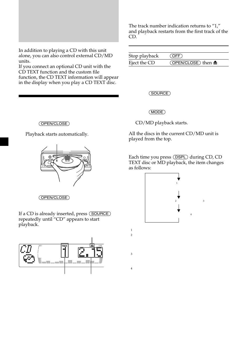 Cd player cd/md unit (optional), Listening to a cd | Sony CDX-M750 User Manual | Page 10 / 116