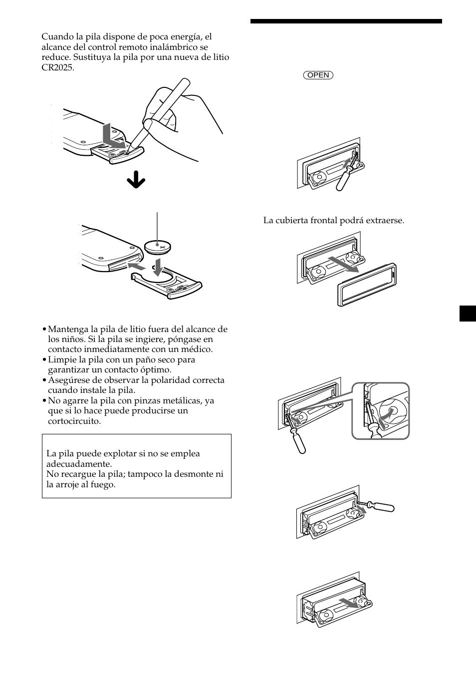 Desmontaje de la unidad | Sony CDX-M750 User Manual | Page 109 / 116