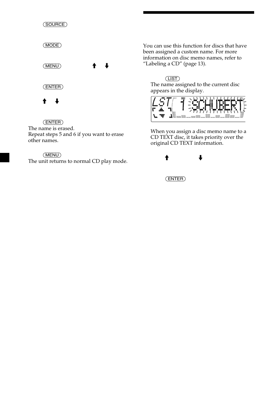 Locating a disc by name | Sony CDX-M750 User Manual | Page 14 / 116