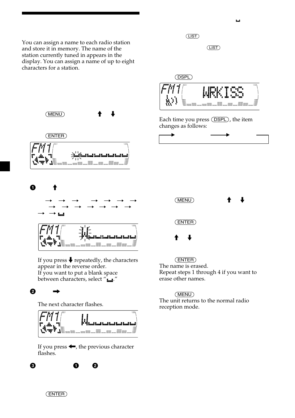 18 storing the station names | Sony CDX-M750 User Manual | Page 18 / 116