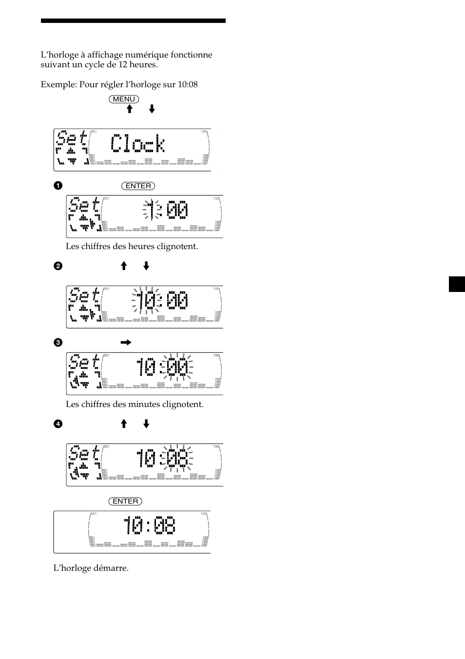 9réglage de l’horloge | Sony CDX-M750 User Manual | Page 47 / 116