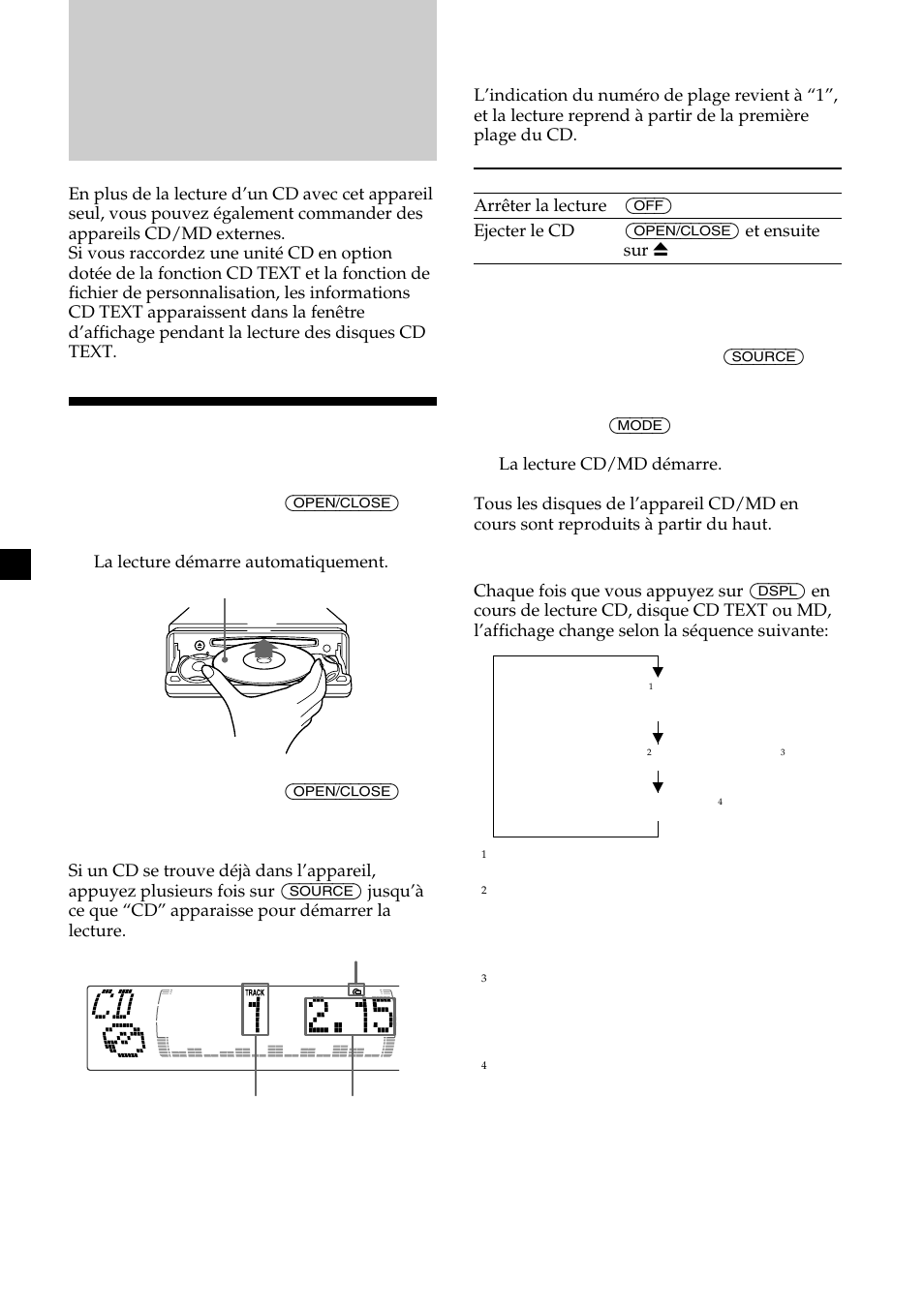 Lecteur cd appareil cd/md (en option), Ecouter un cd | Sony CDX-M750 User Manual | Page 48 / 116