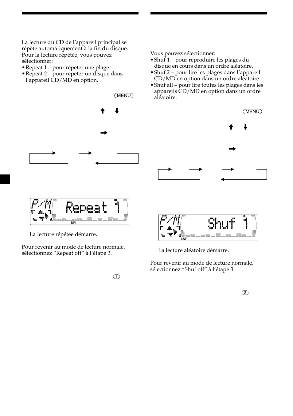 12 lecture de plages répétée, Lecture de plages dans un ordre quelconque | Sony CDX-M750 User Manual | Page 50 / 116