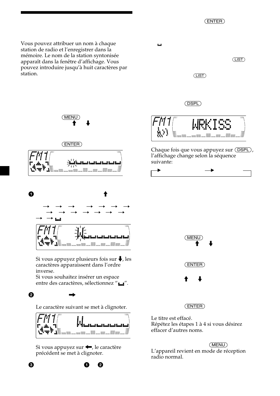 18 mémorisation de noms de stations | Sony CDX-M750 User Manual | Page 56 / 116