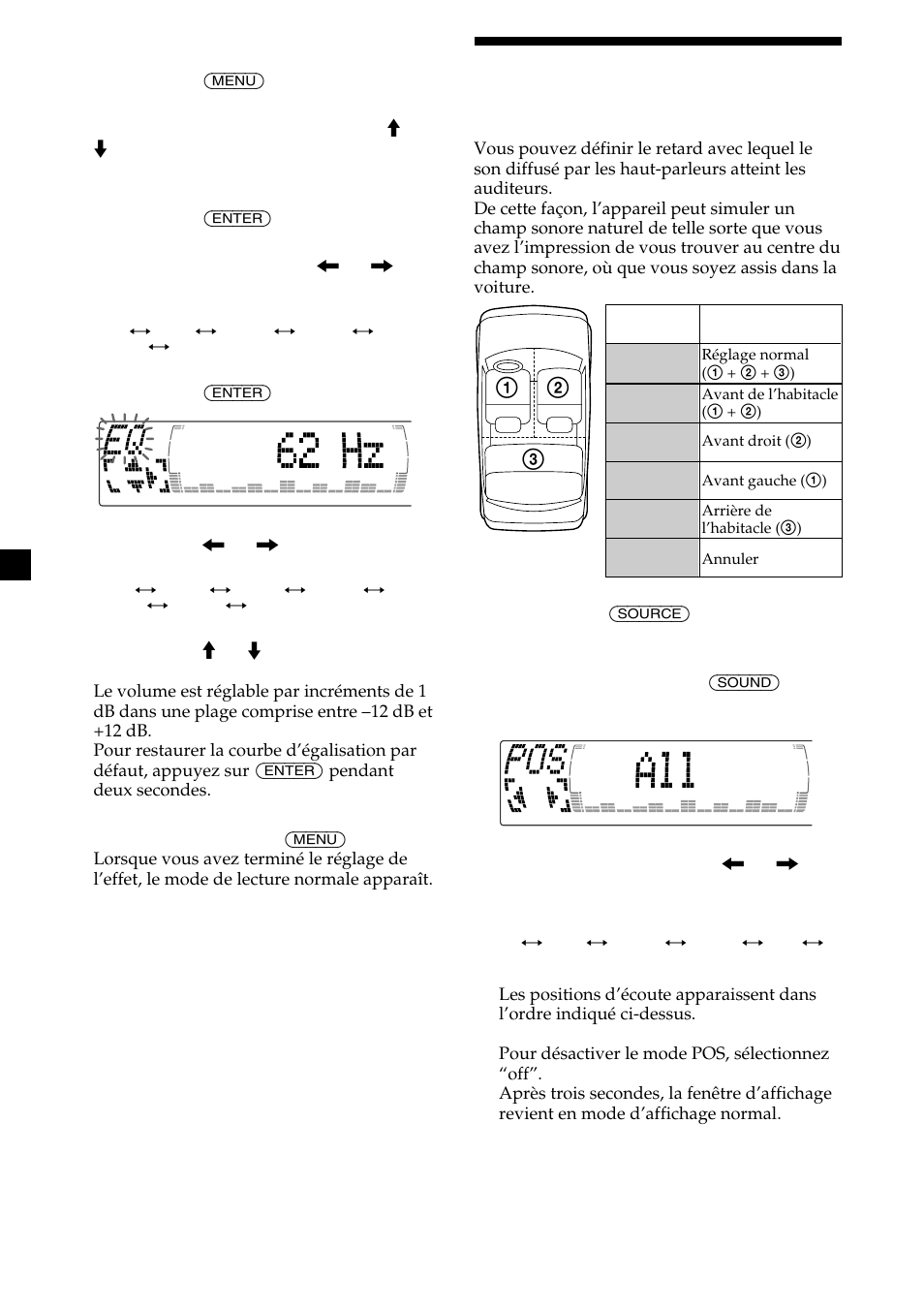 20 sélection de la position d’écoute | Sony CDX-M750 User Manual | Page 58 / 116