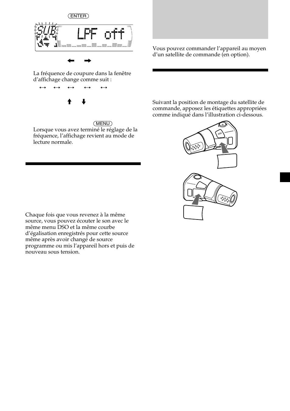 Autres fonctions, Etiquetage du satellite de commande | Sony CDX-M750 User Manual | Page 61 / 116