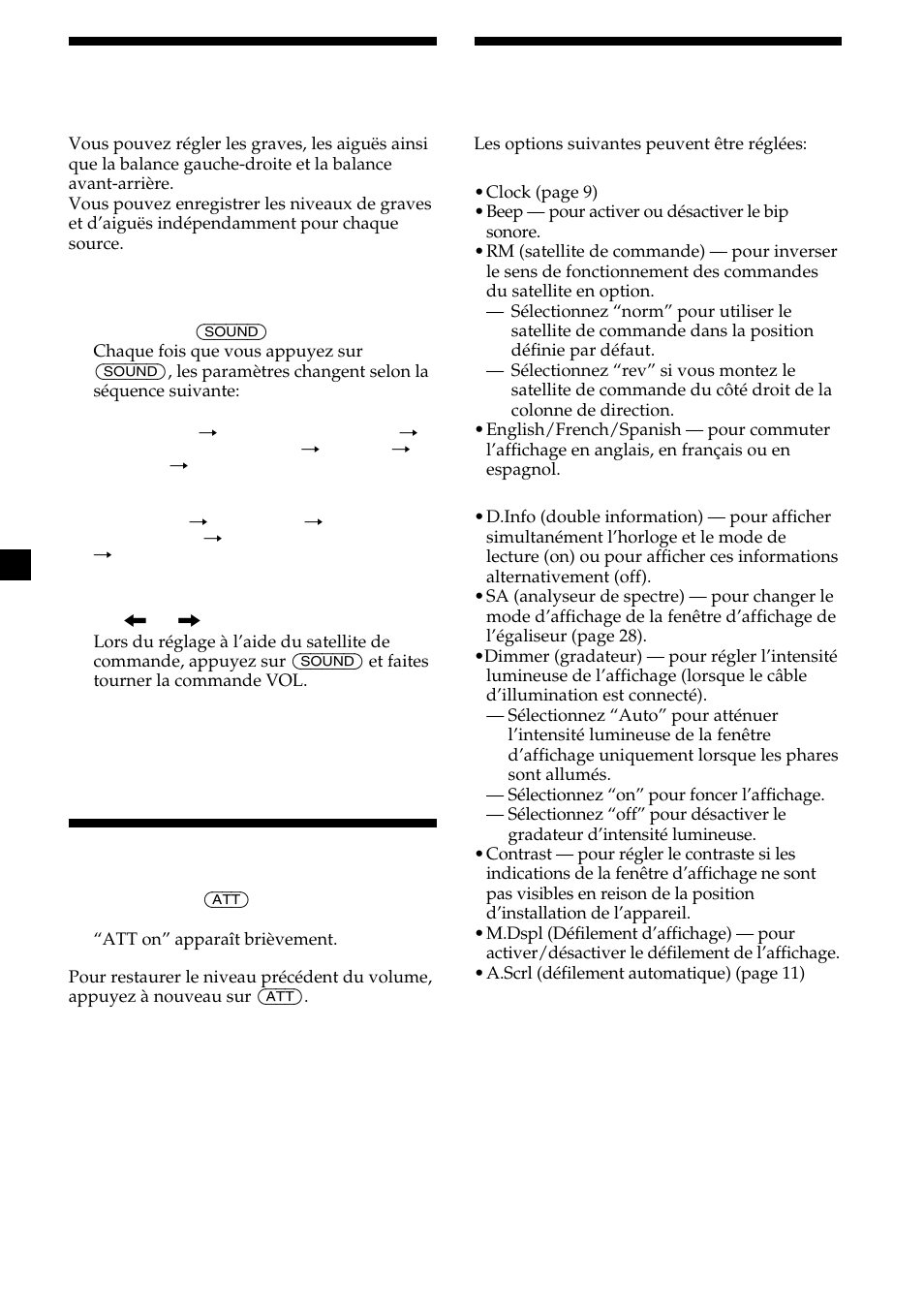 26 réglage des caractéristiques du son, Coupure du son, Modification des réglages du son et de l’affichage | Sony CDX-M750 User Manual | Page 64 / 116