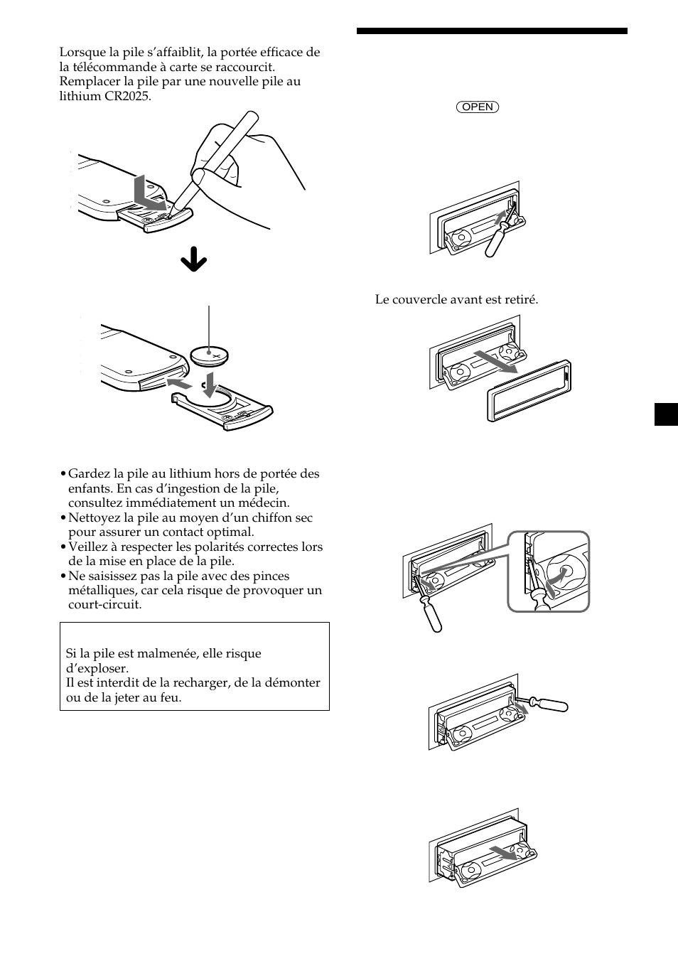 Démontage de l’appareil | Sony CDX-M750 User Manual | Page 71 / 116
