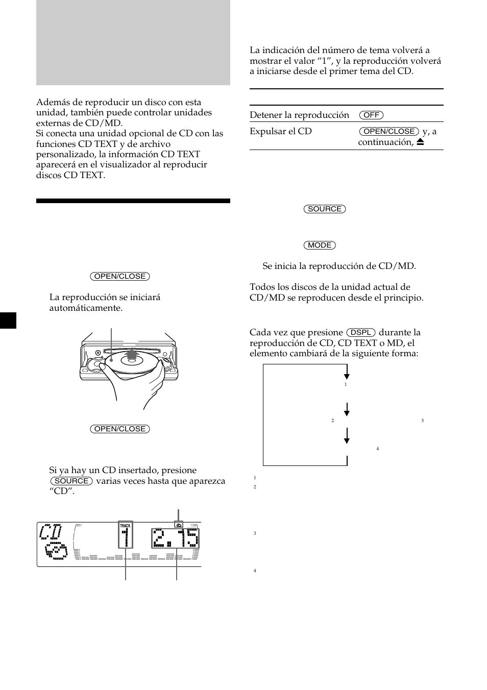 Reproductor de cd unidad de cd/md (opcional), Reproducción de discos compactos | Sony CDX-M750 User Manual | Page 86 / 116