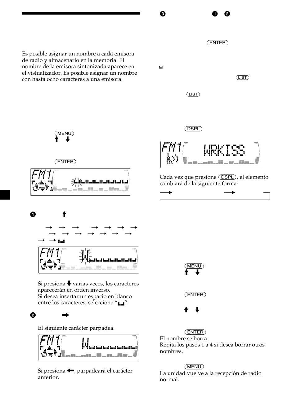 Almacenamiento de nombres de emisora | Sony CDX-M750 User Manual | Page 94 / 116