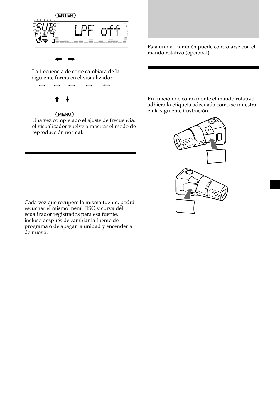 Otras funciones, Etiquetado del mando rotativo | Sony CDX-M750 User Manual | Page 99 / 116