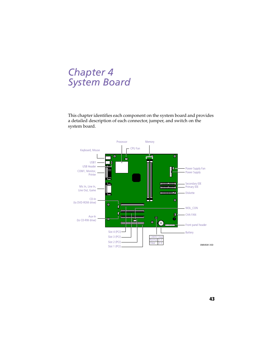 System board, Chapter 4 — system board, Chapter 4 system board | Sony VAIO PCV-RX260DS User Manual | Page 57 / 114