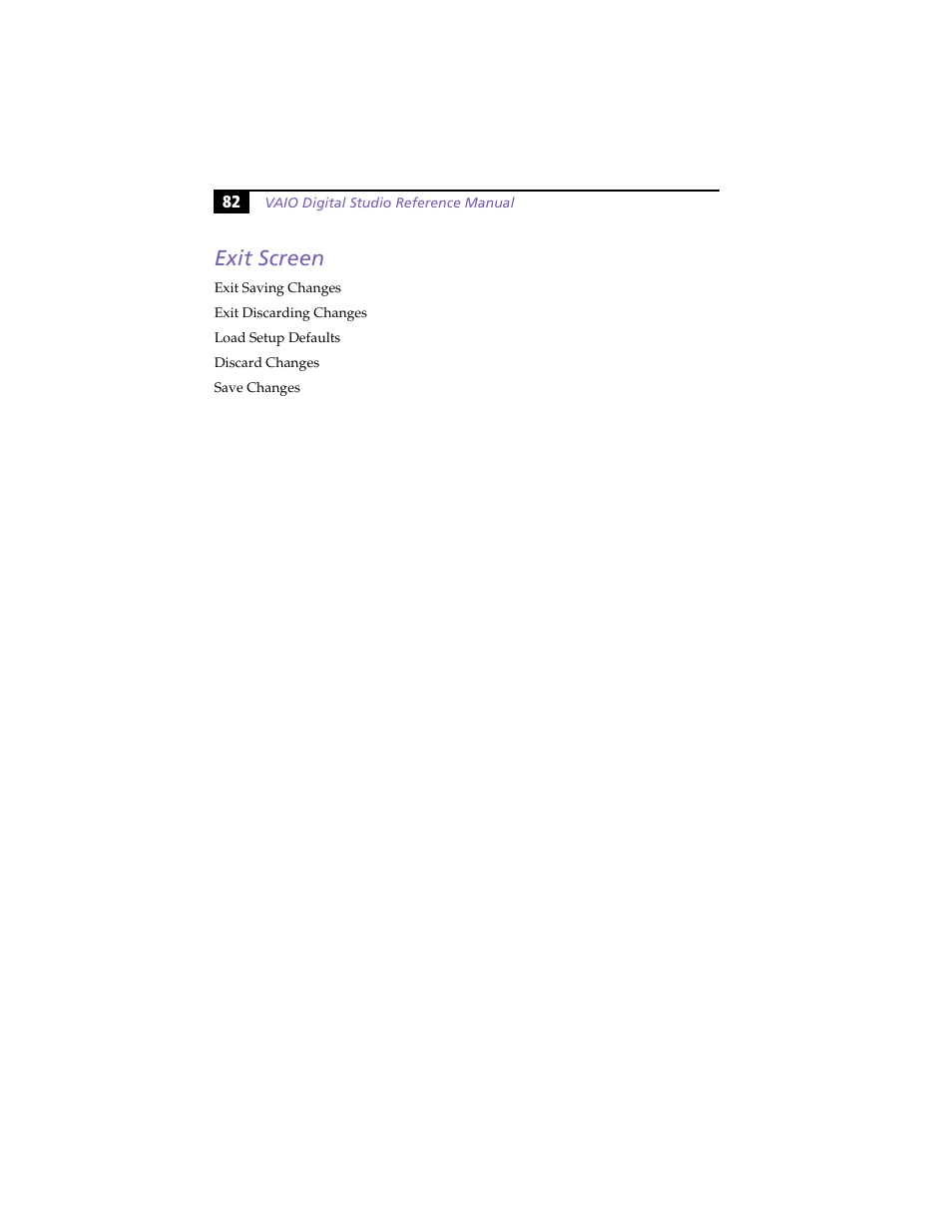 Exit screen | Sony VAIO PCV-RX260DS User Manual | Page 96 / 114