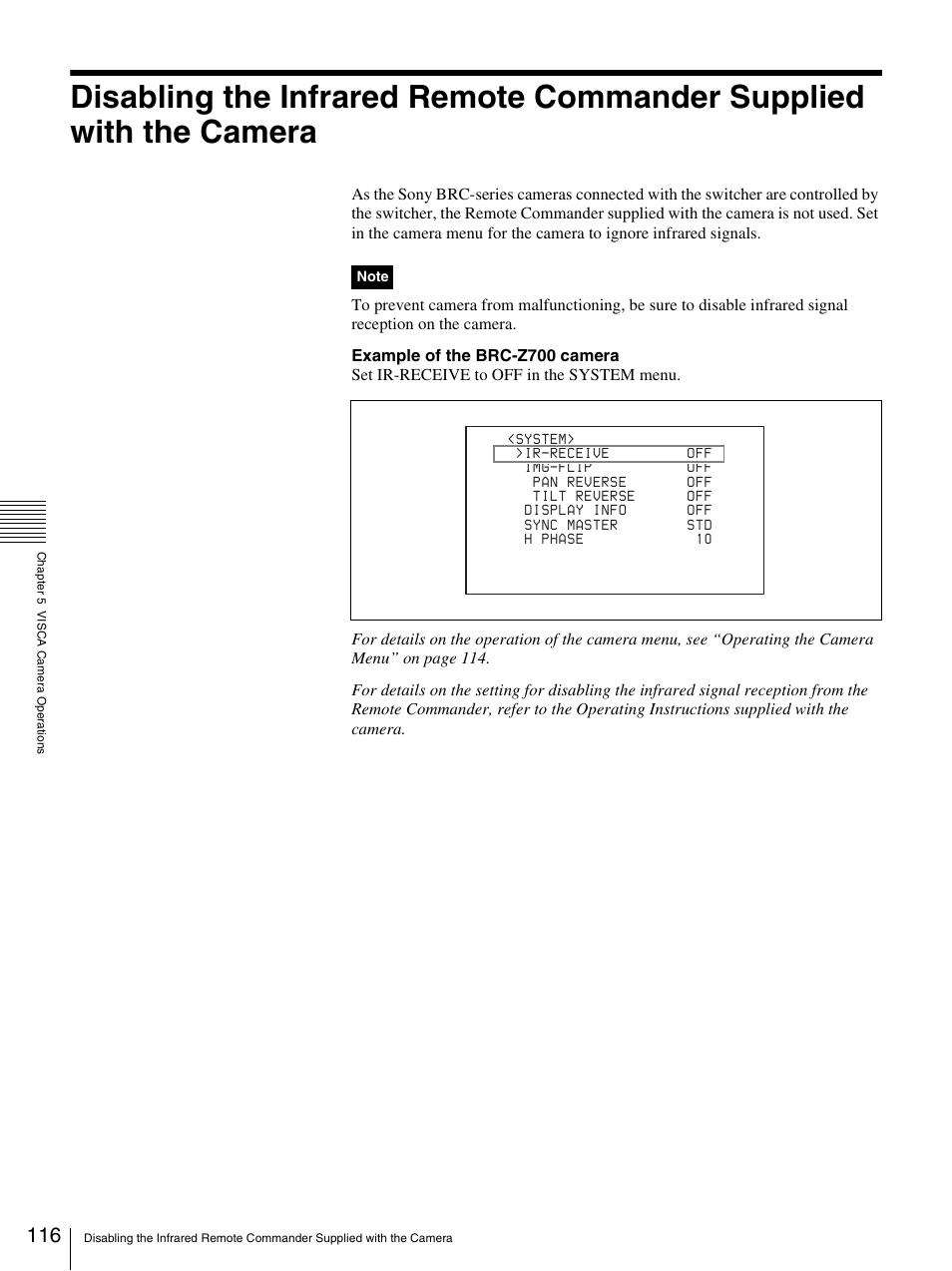 Camera | Sony BRS-200 User Manual | Page 116 / 159