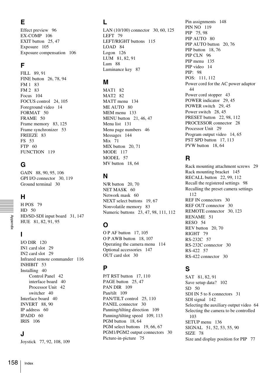 Sony BRS-200 User Manual | Page 158 / 159