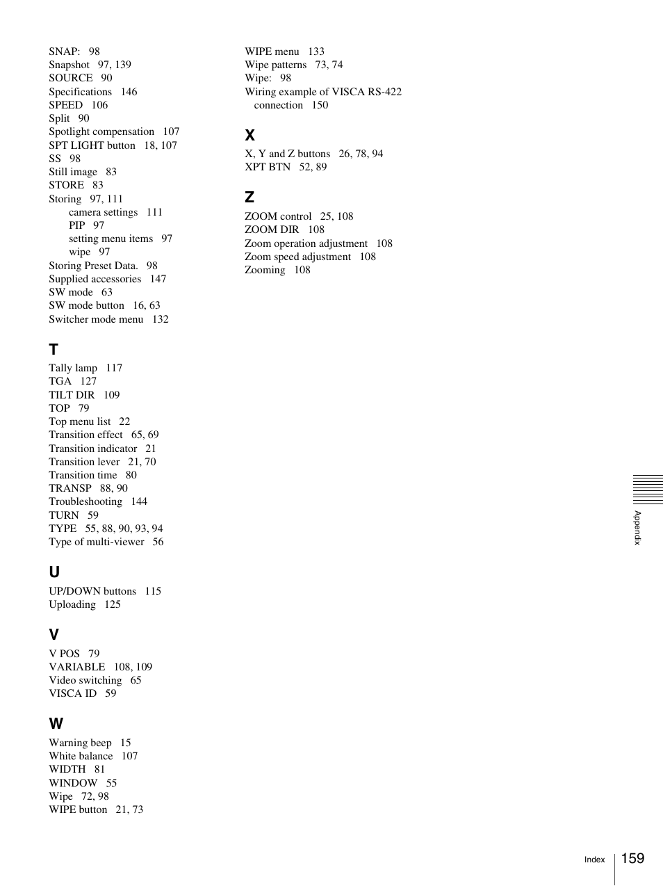 Sony BRS-200 User Manual | Page 159 / 159