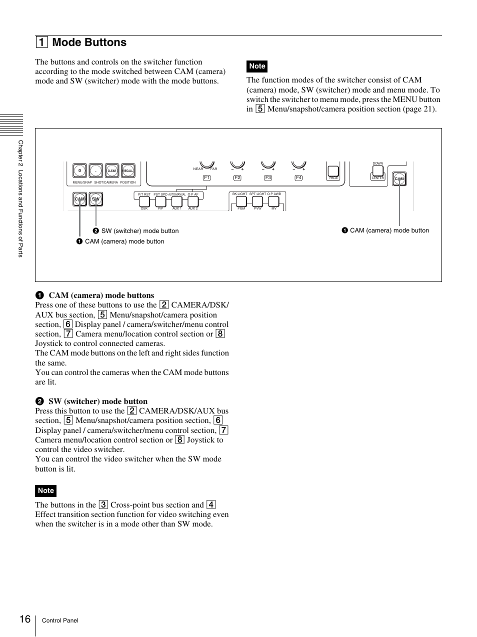 1 mode buttons | Sony BRS-200 User Manual | Page 16 / 159