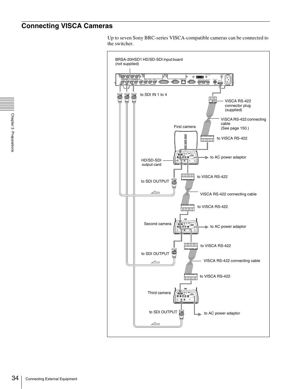 Connecting visca cameras | Sony BRS-200 User Manual | Page 34 / 159