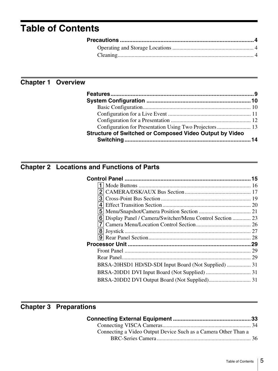 Sony BRS-200 User Manual | Page 5 / 159