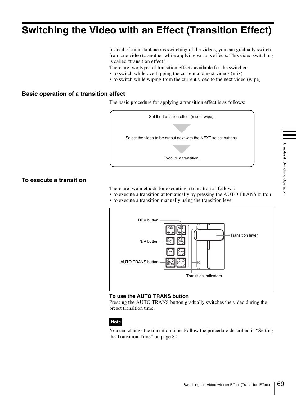 Basic operation of a transition effect | Sony BRS-200 User Manual | Page 69 / 159