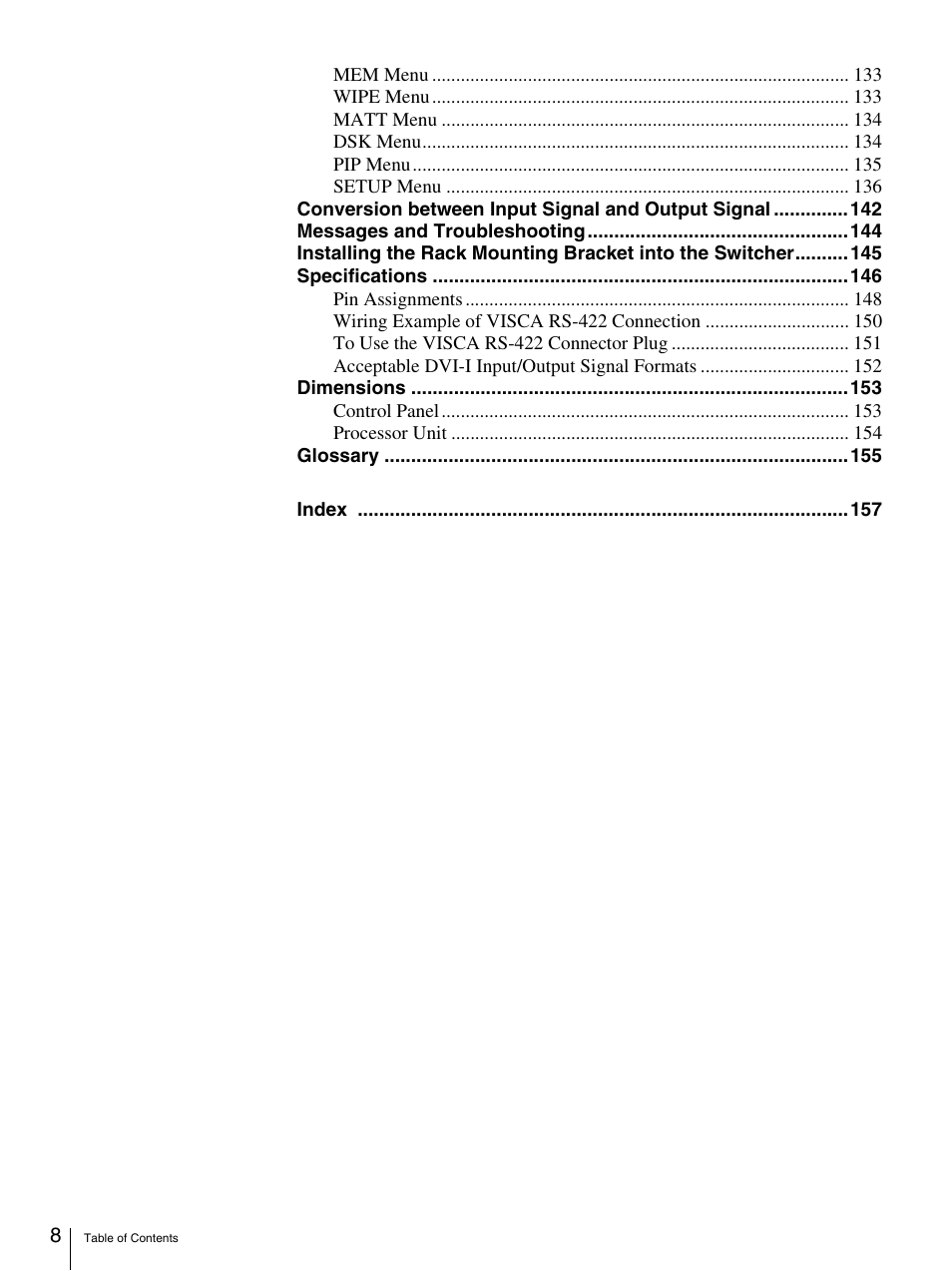 Sony BRS-200 User Manual | Page 8 / 159