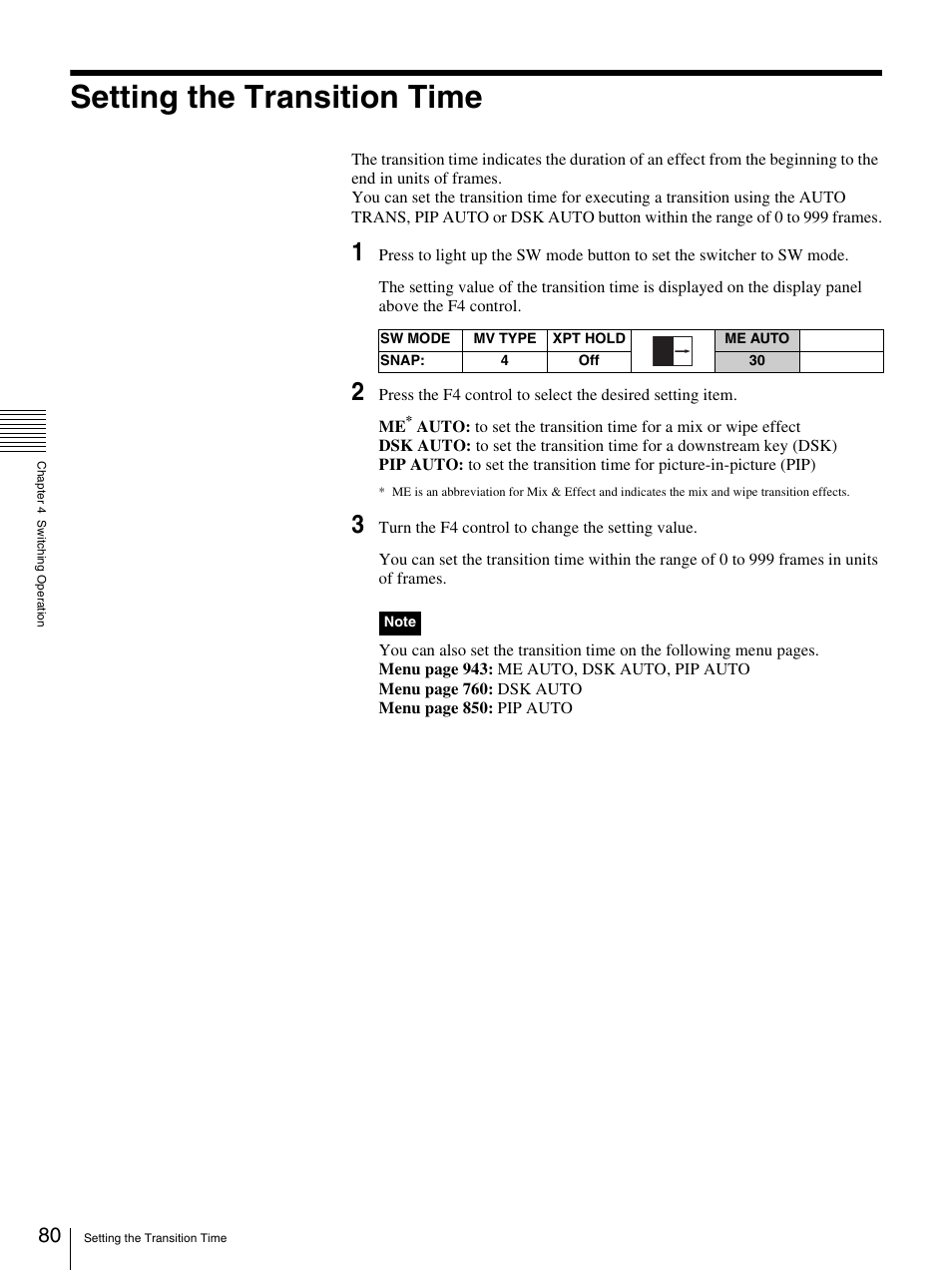 Setting the transition time | Sony BRS-200 User Manual | Page 80 / 159