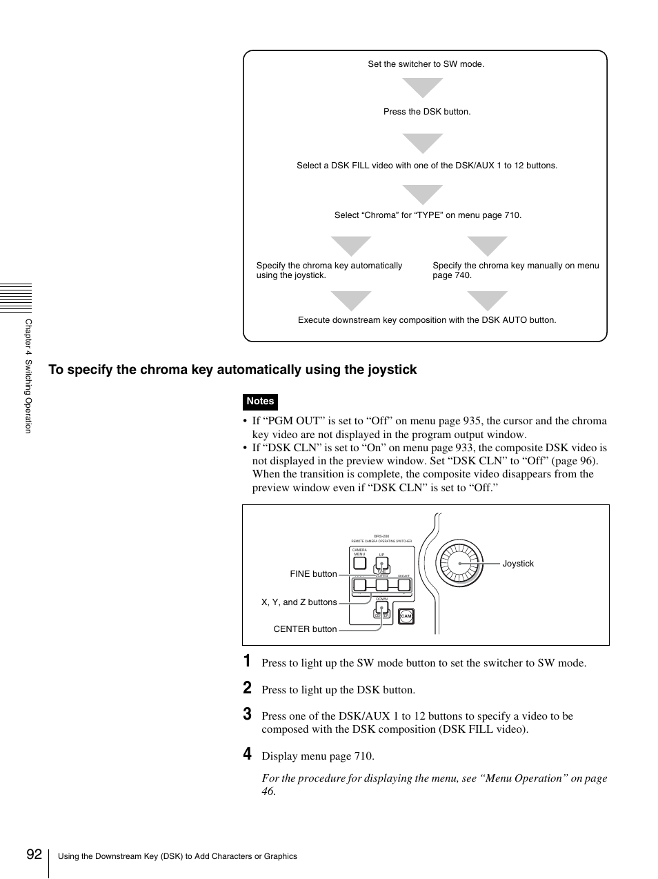 Press to light up the dsk button | Sony BRS-200 User Manual | Page 92 / 159